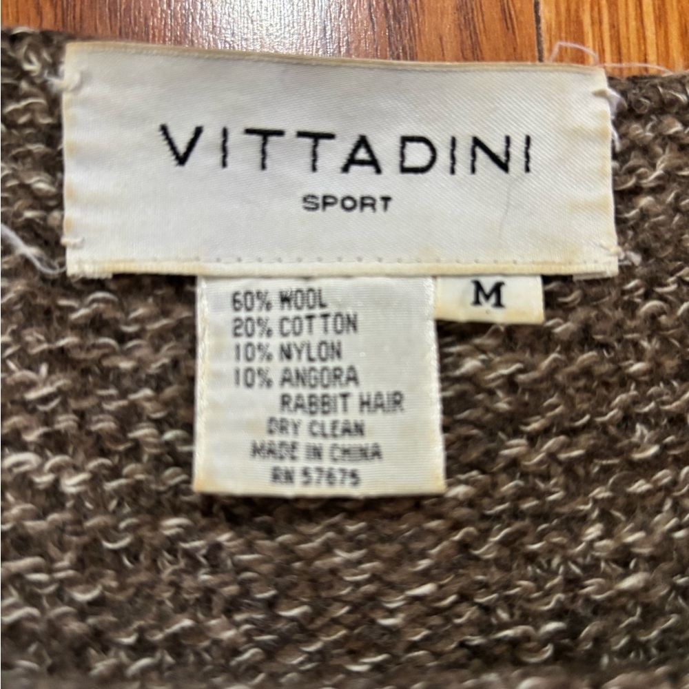 WOOL & COTTON VINTAGE TAUPE SWEATER * ADRIENNE VITTADINI SPORT * CLASSIC - Picture 3 of 6
